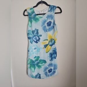 Casual Corner Floral Mini Dress - Blue, Green, Yellow